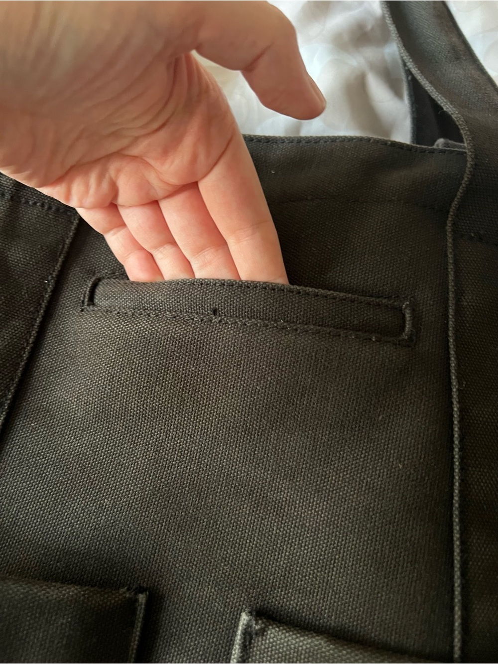 Dagne Dover Black Canvas Tote Bag - Spacious Everyday Carry - Picture 3 of 6